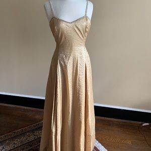 Gold original hand tailored evening gown